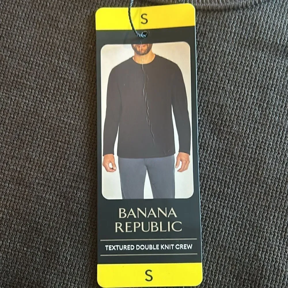 NEW Banana Republic Mens Brown Waffle Knit Crewneck Shirt